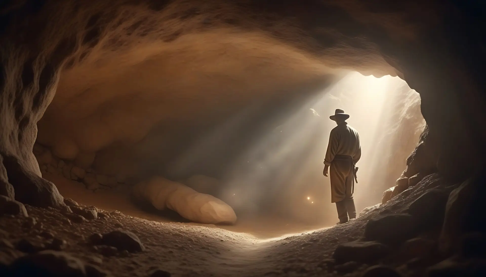 Hombre-de-40-a-os-entrando-a-una-cueva-hermosa-y-lo-recibe-una-luz-resplandeciente-muy-fuerte-dentro-de-la-cueva